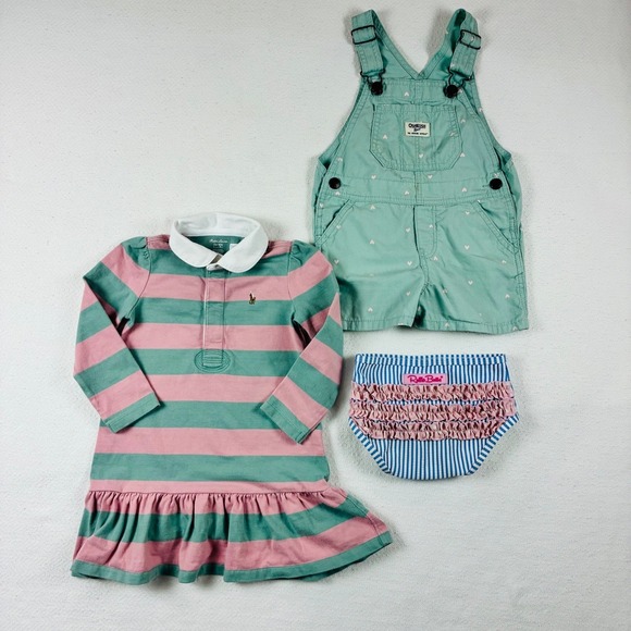 Ralph Lauren Other - Ralph Lauren OshKosh RuffleButts Toddler Girl Bundle Pink Green Blue 18M 24M